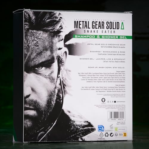 Numskull Official Metal Gear Solid Delta: Snake Eater Shampoo & Shower Gel Gift Set – Sandalwood, Rose, Juniper Lime & Spearmint – Gamer Toiletries for Men