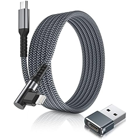 USB C to Lightning Charger Cable Right Angle 10ft with USB Adapter,Apple MFI Certified 90 Degree Type C PD Fast Charging Cord for iPhone 11 12 13 14 Mini Pro Max,SE,AirPods,iPad 8th 9th Generation Cover