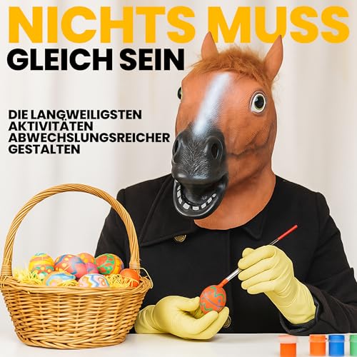 Retoo Pferdemaske für Karneval Maske Latex, Tiermaske Erwachsene, Pferd Kostüm für Weihnachten Party Dekoration, Pferdekopf, Pferde Maske, Tierkopf Halloween, Braun