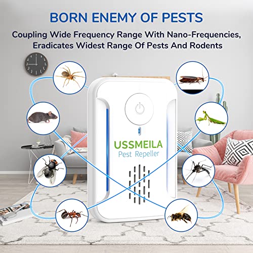 Upgraded Ultrasonic Pest Repeller, Electronic Bug Repellent Plug In 6 Packs, Ussmeila Indoor Pest Control For Insect, Roach, Mice, Spider, Mosquito Repellent For House, Garage, Warehouse, Office #TOP1
