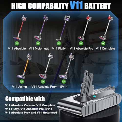 Image of POWTREE 7000mAh 25.2V Screw-in Replacement for Dyson V11 Battery Compatible with V11 SV14 299820 331139-03 970145-02 970145-06 Absolute,Animal,Motorhead,Fluffy,Torque Drive Cordless Vacuum Cleaner