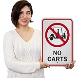 SmartSign - K-8348-AL-12x18 "No Carts" znak pola golfowego | 30 cm x 45 cm aluminium czarny/czerwony na białym