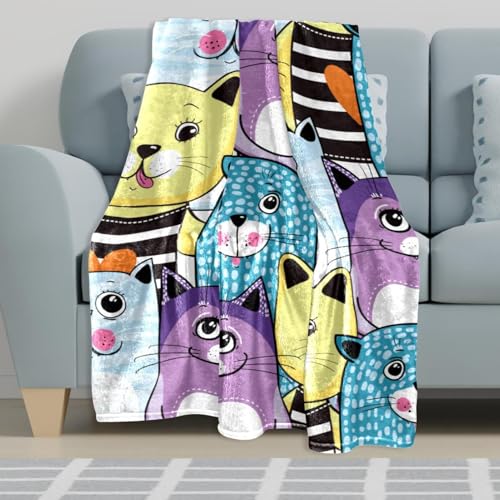 Couverture microfibre chaude jeté de canapé doux motif chat - 6