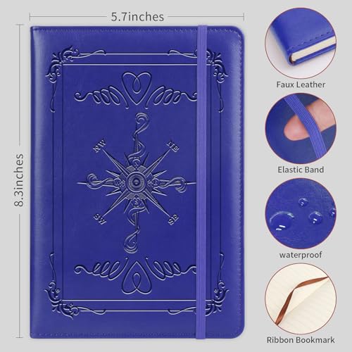 Compass Gift Compass 2pcs PU Leather Notebook Journal for Men A5 Travel Notebook Compass Lined Journals for Office Daily Writing (2pcs compass-purple) by WHLBHG - Used condition - Image 2