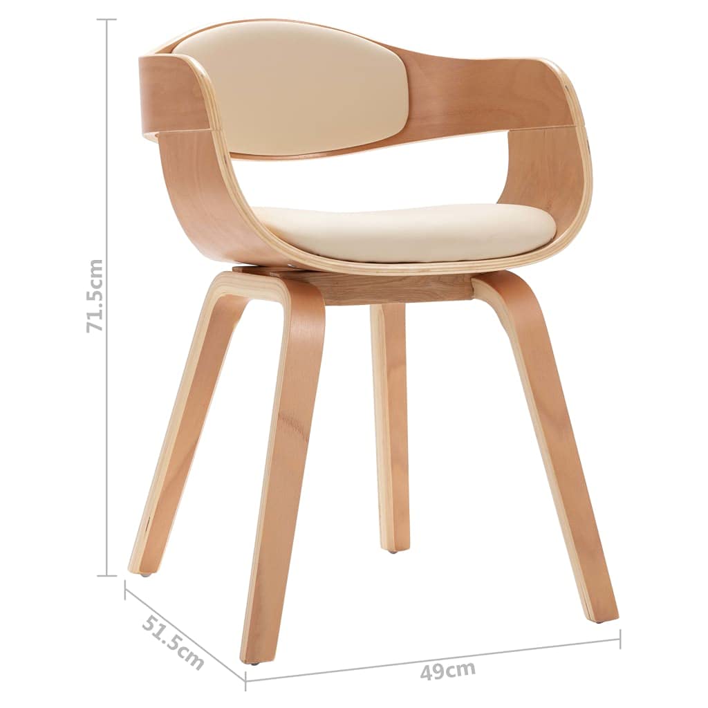 Zestaw 4 krzeseł do jadalni z tapicerką ze sztucznej skóry i zakrzywioną konstrukcją drewnianą, ergonomiczną konstrukcją i wyściółką dla maksymalnego komfortu i stylu