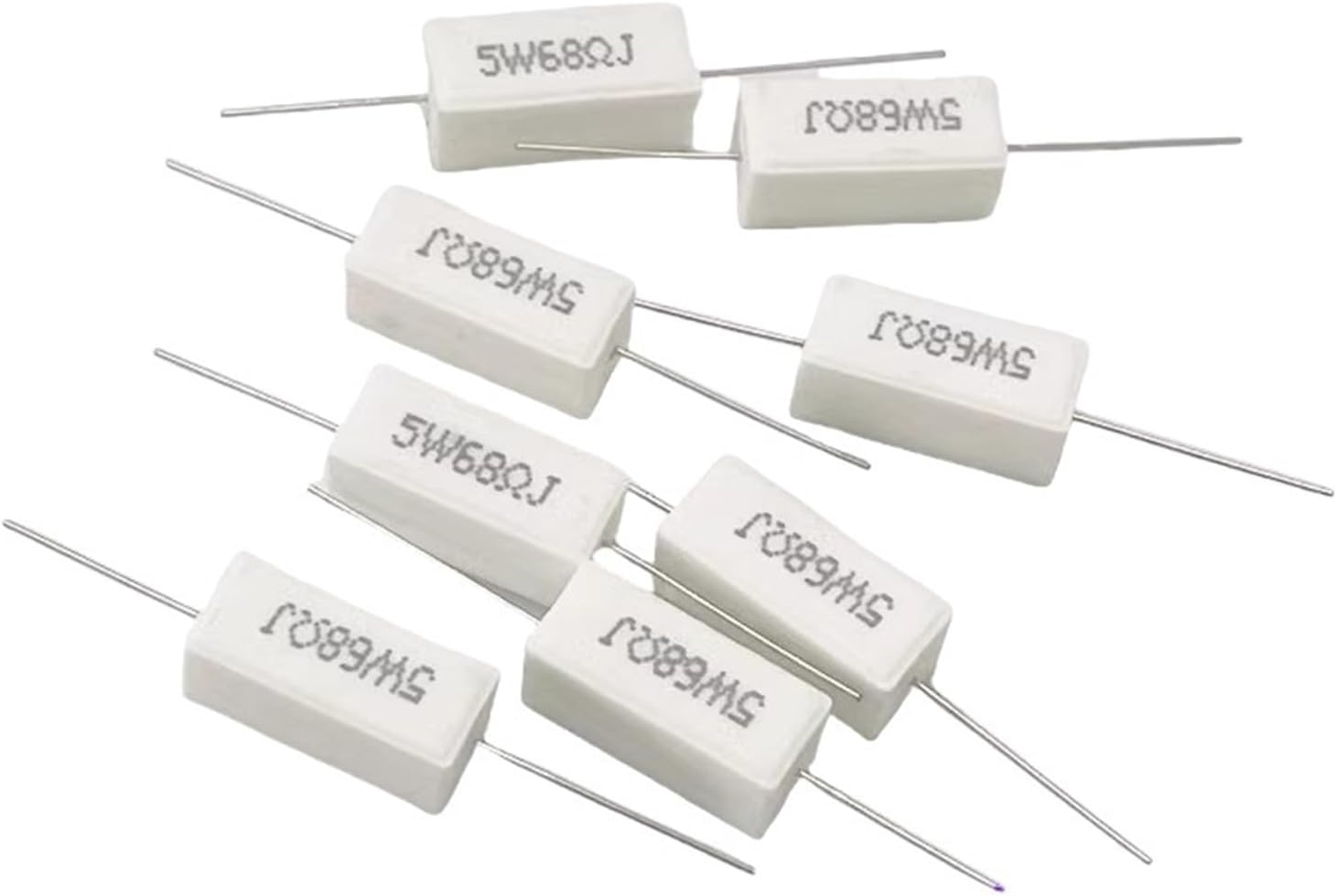 10PCS Cement resistance 5W horizontal 0.1R/0.25/0.47/3/5R/6.8/10/47/100 ohms/1K/10K47K(4.3 Ohm)