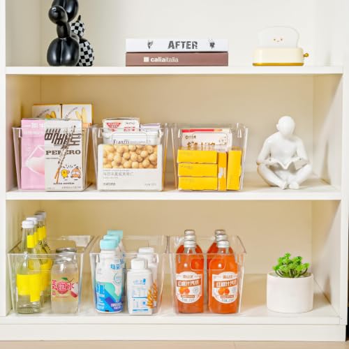 Image of Freebat 12 Pack Large Clear Plastic Storage Bins,Plastic Containers with Handle for Pantry Organizer and Storage,Perfect for Kitchen,Fridge,Cabinet, Closet,Bathroom Under Sink Storage