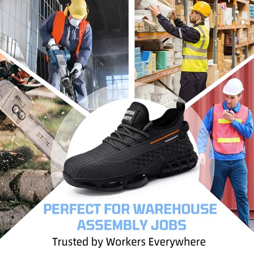 Image of Steel Toe Work Shoes for Men Lightweight Safety Shoes with Puncture Resistant Sole Comfortable Construction Industrial Work Shoe for Warehouse