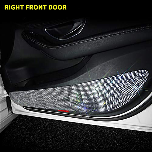 Image of eing Bling Car Door Anti-kick Pad Crystal Door Protective Pad Universal Anti-Kick Dirty Stickers Anti-Collision Stickers,4 Pack /Set(2 Pack for Front Door and 2 Pack for Back Seat Door), Pure White