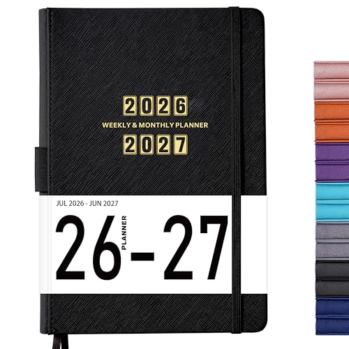 Planner 2026-2027 - Jul. 2026 - June. 2027, 2026-2027 Planner, 12-Months 26-27 Planners Weekly and Monthly, 5.75" x 8.25", Saffiano Leather with Thick Paper, Back Pocket with Notes Pages