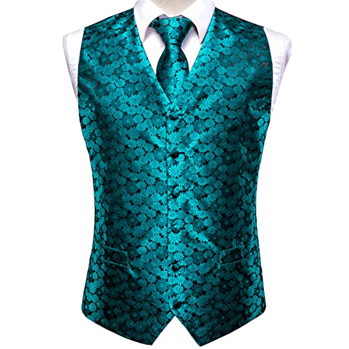 Silk Mens Suit Vest and Tie Set Paisley Floral Jacquard Formal Dress Waistcoat Tuxedo Wedding Party Business Vests2