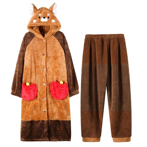 Pyjama d'hiver pour femmes ensemble en peluche raton laveur idée cadeau cocooning