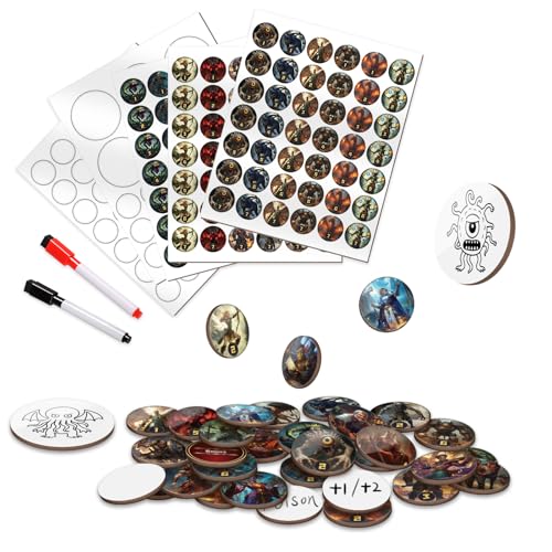 CZYY RPG Dry Erase Token Set - 192 PCS | Reusable Blank Tokens, Creature Tokens, DND 5E Class Characters with Maker Pens | Ideal for D&D, Pathfinder, TTRPGs, MTG & Board Game