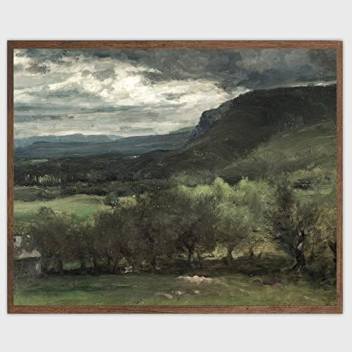 Abstract Landscape Canvas Wall Art for Living Room Vintage Landscape Painting Country Landscape Posters Rustic Farmhouse Artwork Oil Painting Canvas Print for Bedroom Corridor Decor 16x20inch No Frame