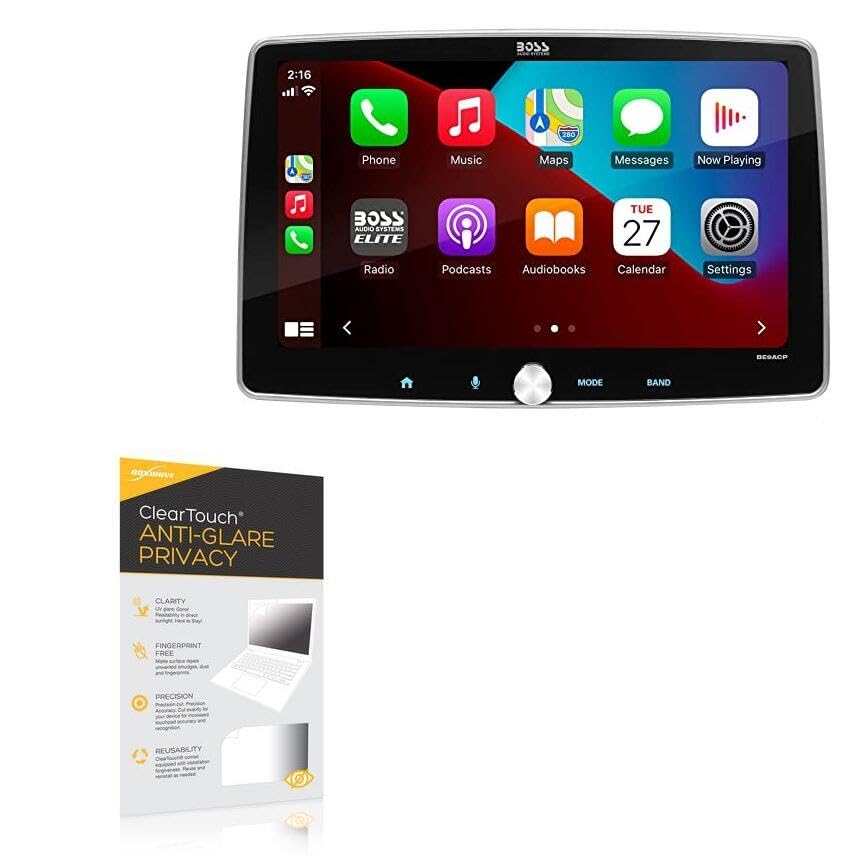 BoxWave Screen Protector Compatible With BOSS Audio BE9ACP-C (9 in) - ClearTouch Anti-Glare Privacy (2-Pack), Privacy Screen Protector Flexible Film Anti-Glare