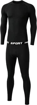 VZLON Men's Fleece-Lined Thermal Compression Base Layer Set