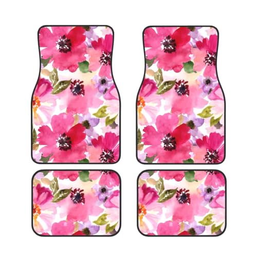Alfombrillas para coche de flores rosa fucsia juego de 4 piezas