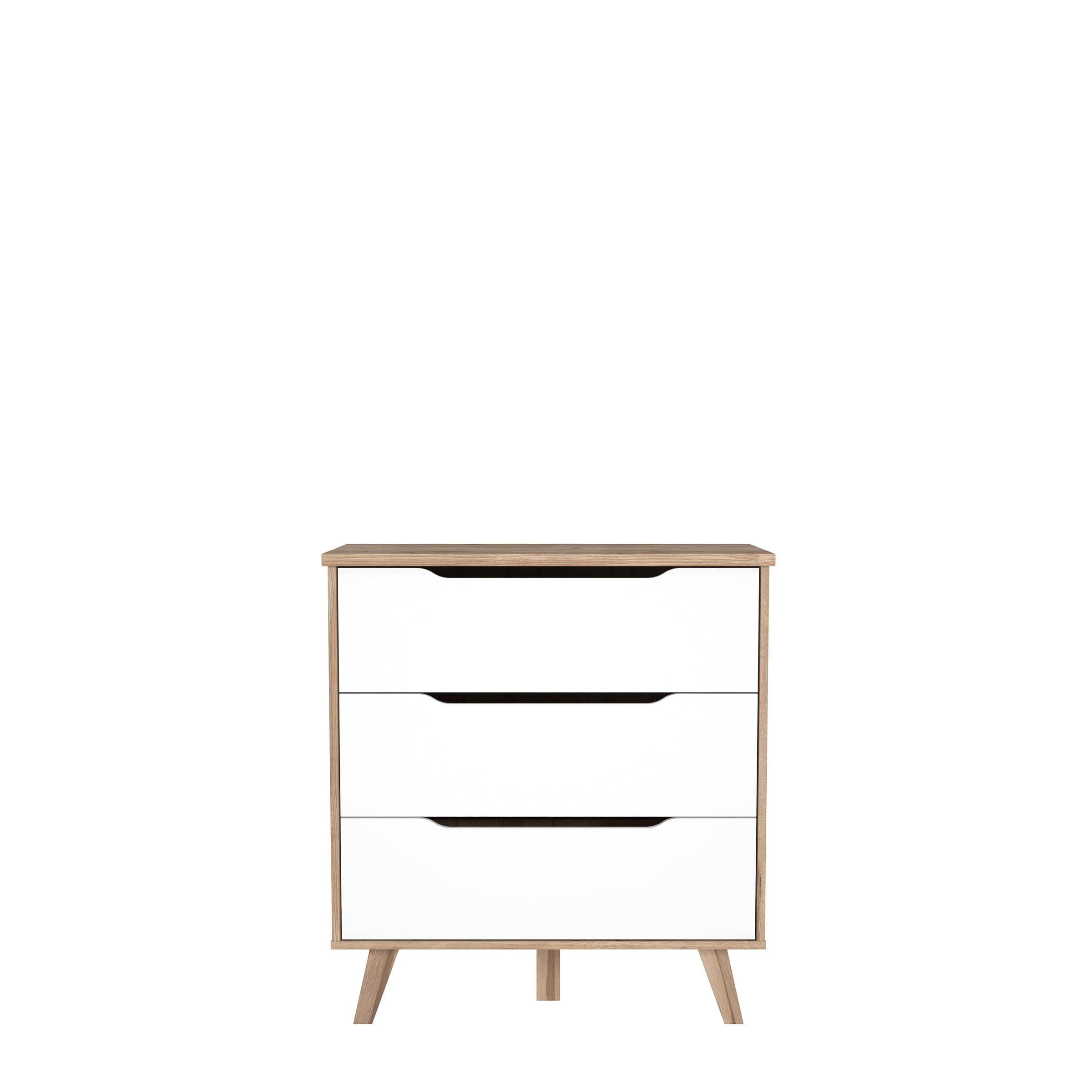 möbelando Schubkastenkommode >VANKKA< 3 Schubladen, in Planked Eiche Dekor,weiß - 80x86,3x42cm (BxHxT)