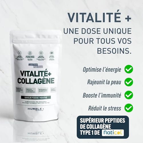Vitalité + Collagène en poudre, paquet de 600 g - Saveur pomme-citron - Soutien à la santé globale et bien-être - 30 portions à 20g/jour – Image 3