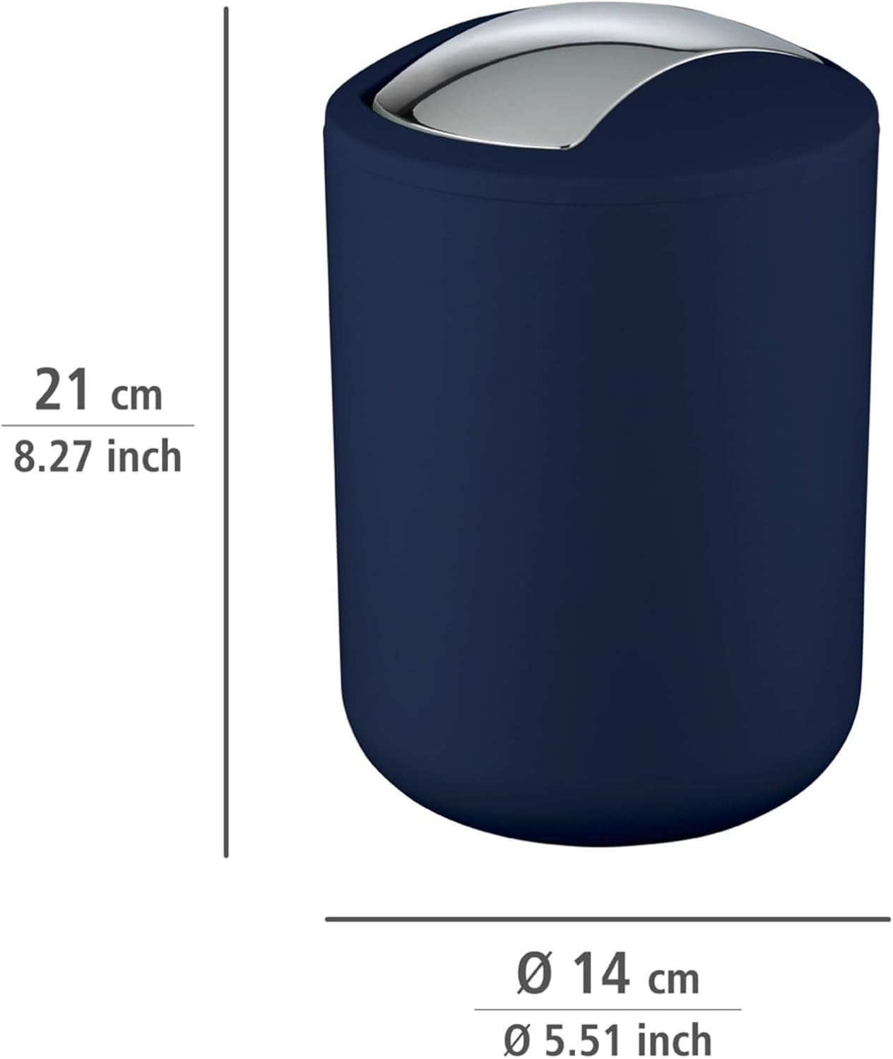 WENKO Brasil Swing Cover Bin, 2 l, Dark Blue