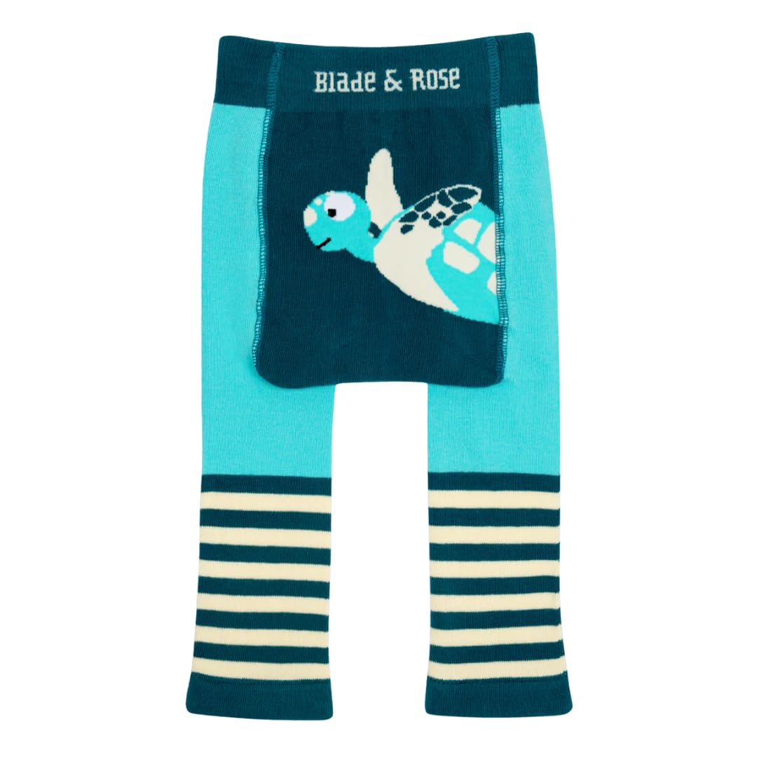 Blade & Rose Unisex Blue/Aqua | Organic Sea Turtle Leggings | Clothing For Babies & Toddlers 6-12 Months |