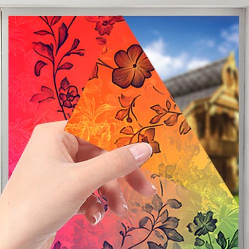 Image of Nuxovilar Rainbow Floral Window Film, 17.7x39.4inch