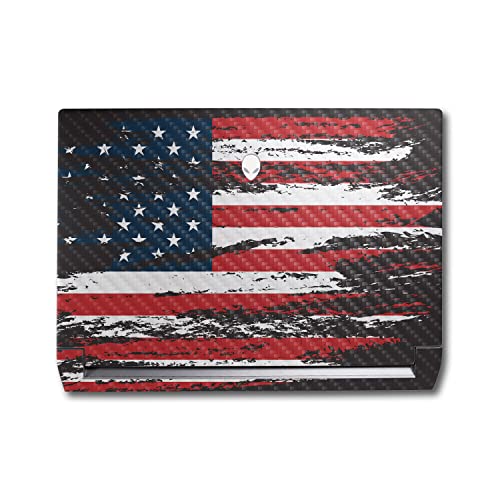 Image of MightySkins Carbon Fiber Skin Compatible With Alienware M17 R5 (2022) Full Wrap Kit - Tattered Flag | Protective, Durable Textured Carbon Fiber Finish | Easy To Apply & Change Styles | Made in the USA