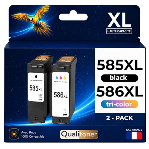 Cartouches Canon PG585XL CL586XL compatibles avec Qualitoner lot de 2