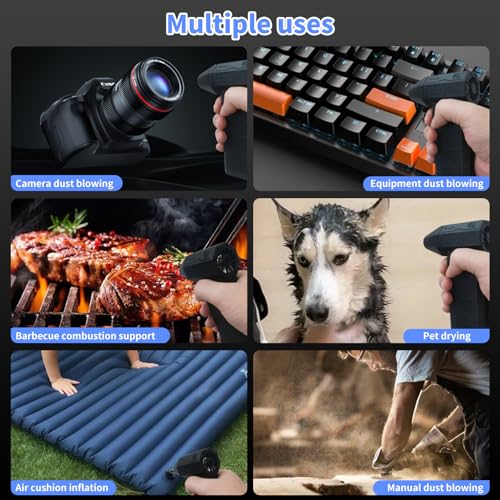 TICFOX Elektryczne dmuchawy odkurzające, X3 Mini Turbo Jet Wentylator Dmuchawa Turbo 130000RPM Mocna dmuchawa 3 biegi regulowany Air Duster z 6000mAh akumulatorem do czyszczenia PC, samochodu, sofy