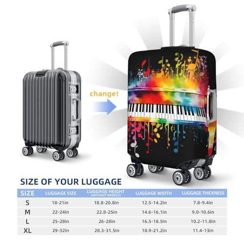 Colorful Piano Keyboard Music Note Luggage Covers for Suitcase Washable Suitcase Cover Fashion Stretch Suitcase Protector Cover Anti-Scratch Baggage Covers Fit 18-32 Inch Luggage Medium2