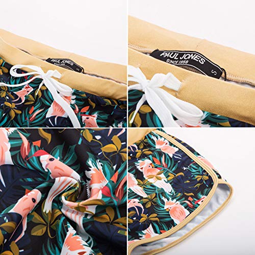 Men's Vintage Tropical Print Parrot Swimwear Swimsuit Quick Dry Swim Briefs Square Leg Pink Medium #TOP5