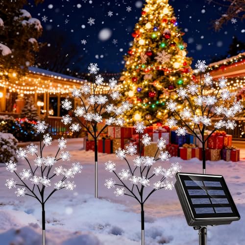 2 Stück 40LED Solar Weihnachtsbeleuchtung Außen,Schneeflocke...