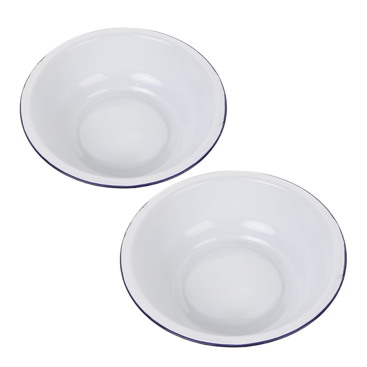 Tazón Esmaltado Blanco 2 Piezas de Gran Capacidad para Cocina