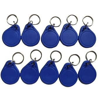 10PCS RFID Classic 1k M1 Intelligent Contactless Access Keychains, 13.56mhz ISO14443A NFC Access Access Control Check in Key, Readable and Written Blue