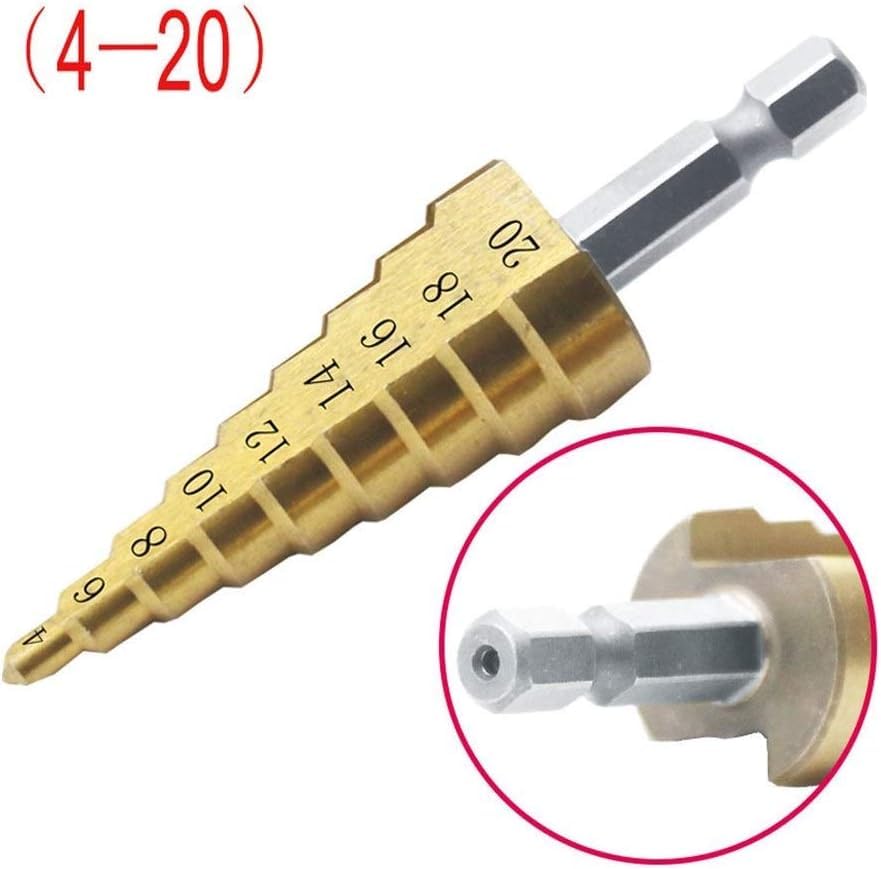 Brocas de metal, broca escalonada ranurada en espiral, juego de brocas escalonadas Hss de 3 piezas Brocas hexagonales cónicas recubiertas de titanio Cortador de orificios Taladros escalonados centrale