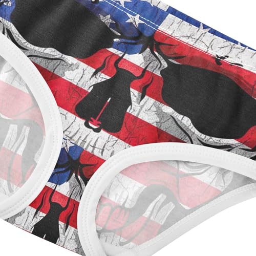 Grungy Skull American Flag Black Girl Panties Cute Girls Underwear Toddlers Cotton Florals Undies Kids Briefs 2t4