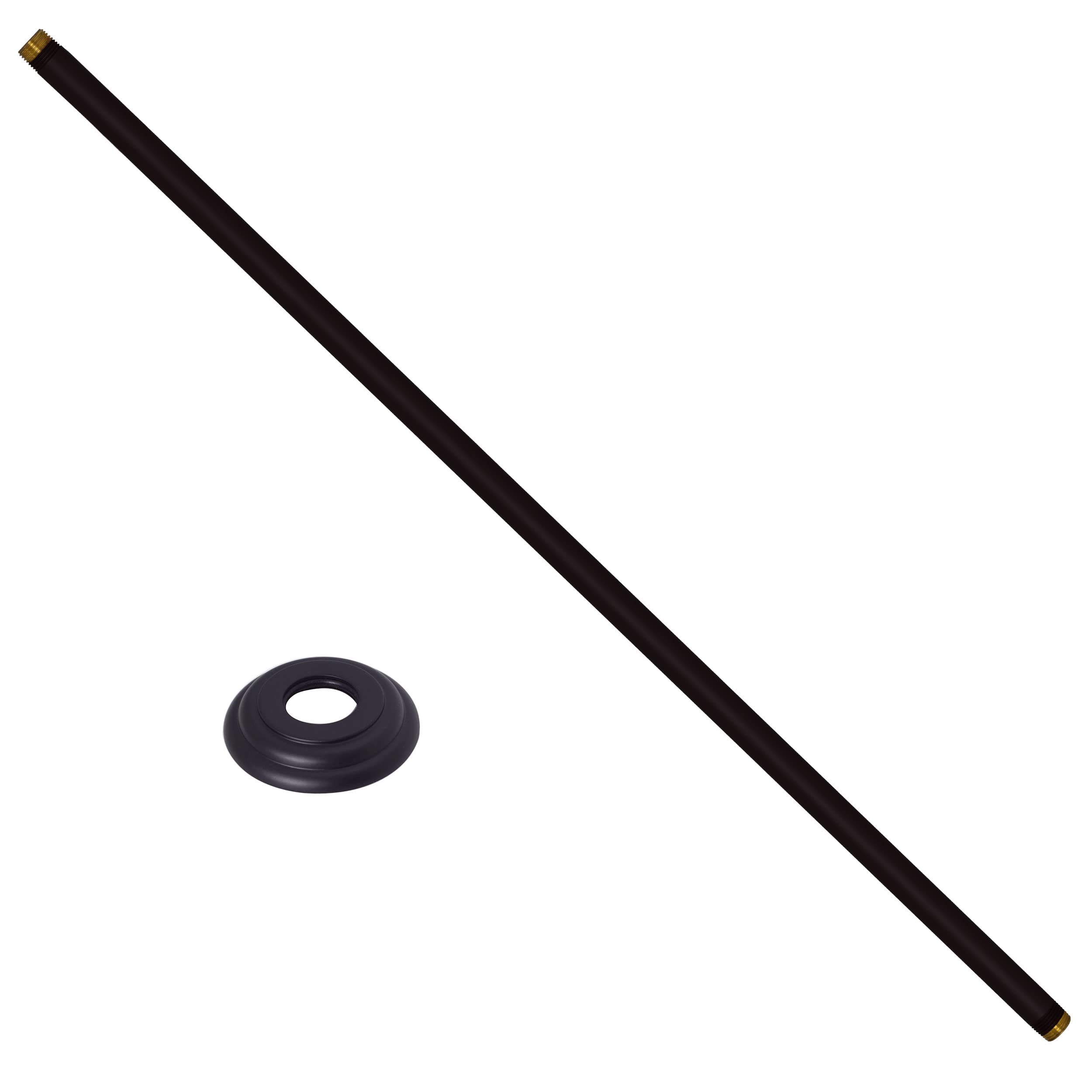 Bras de douche rond noir mat Westbrass A3636A-62 avec bride 1/2" IPS x 36" de long