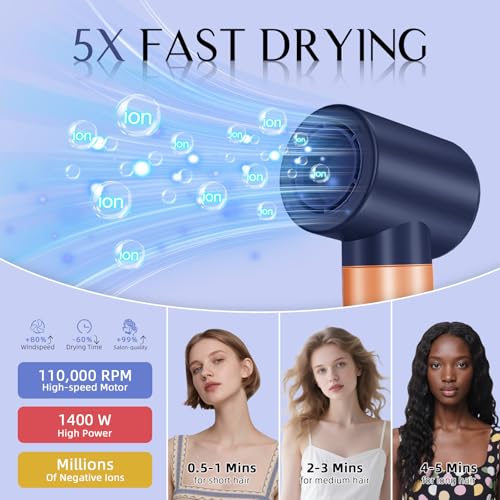 Image of DORISILK 8 in 1 Hair Styler & Hair Dryer Brush Blow Dryer, 110,000 RPM High-Speed Hot Brush Styler with Auto Wrap Curlers, Multi Ionic for Smoothing Straightening Curling Volumizing Fast Drying, Blue