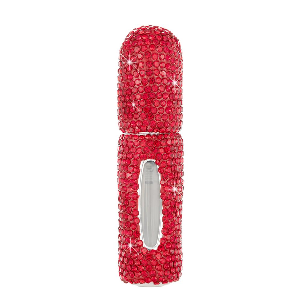 Mingzaiqipei Red Bling Diamond Travel Perfume Bottle Refillable, 5Ml Portable Perfume Atomizer Refillable Mini Size Bottle Atomizer Sprayer,Perfect For Pockets (Red)