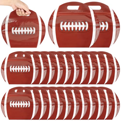 Hooqict 25pcs Football Goodie Bags Party Favors with Handles Reusable Sealed Football Gift Bags Snack Treat Candy Goody Bag for Kids Team Player Gifts Sports Game Day Birthday Party Supplies