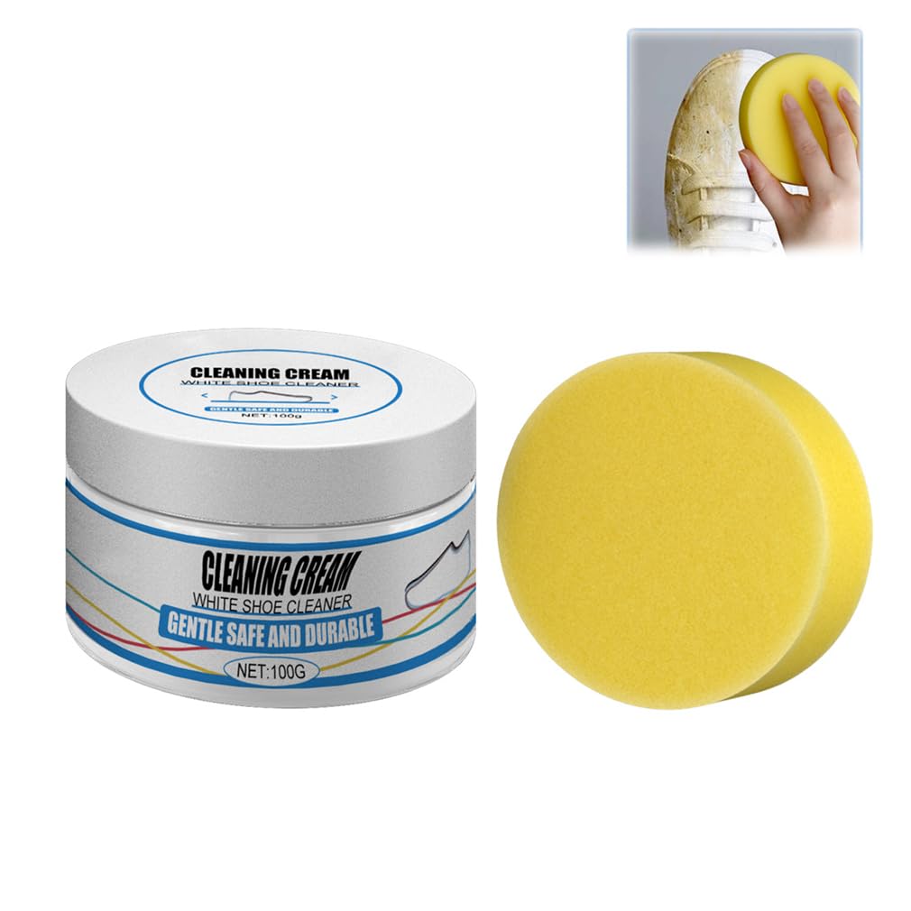 Lot 2 Crèmes Nettoyantes Blanches Multifonctions KAIYAYA 2025 – Nettoyant Chaussures Blanches Avec Éponge, Pour Toutes Surfaces