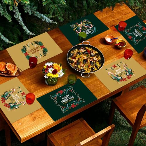 Lvjkes 4 Stück Platzset Weihnachten, 30 x 45 cm Tischsets Abwaschbar - C – Ansicht 5