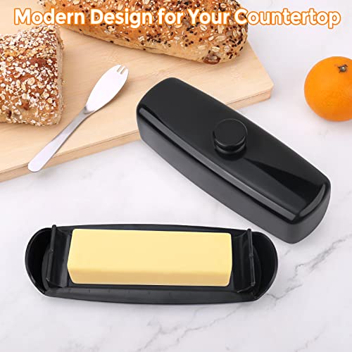 Butter Dish, 2 Pack Butter Dish With Lid For Countertop, Magnetic Butter Keeper Holder Container, Easy Spread, No Mess Lid And Knife, Dishwasher Safe, Plastic #TOP5