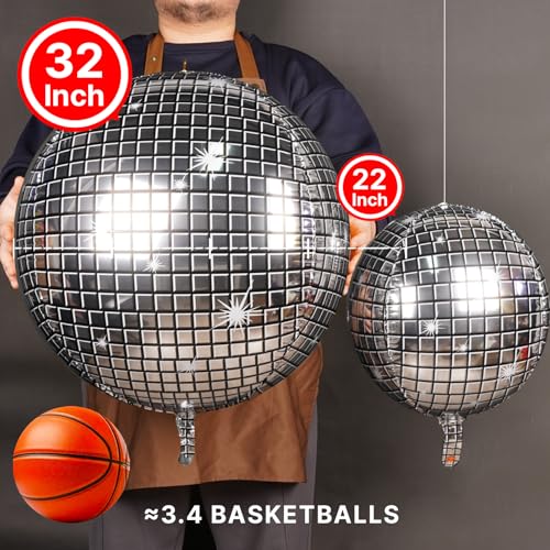 Image of PartyWoo Silver Foil Balloons 6pcs Large Round Giant Jumbo 4D Balloons