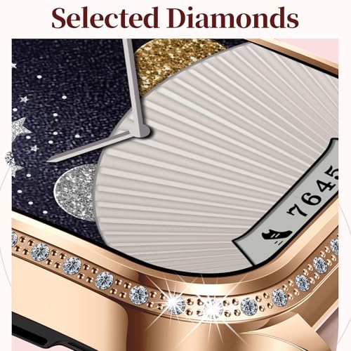 Smartwatch Damen Elegant Design mit Strasssteine, 1.75" Damenuhr mit Bluetooth Anrufe Herzfrequenz Schlafmonitor IP68 Fitnessuhr für Android iOS – Bild 5