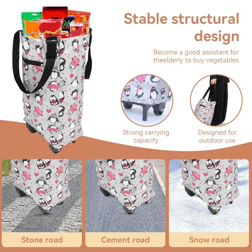Haushalts-Einkaufswagen, tragbare Einkaufstasche für ältere Menschen, zusammenklappbarer Einkaufswagen mit Rädern für Camping im Freien – Bild 4