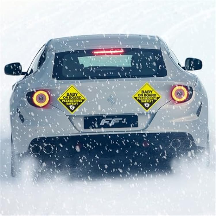 2Pack Baby On Board Sticker for Cars- Please Drive Safely High Intensity Reflective Waterproof Vinyl Baby Safety Car Signs for Rear, Side Windows, Bumpers