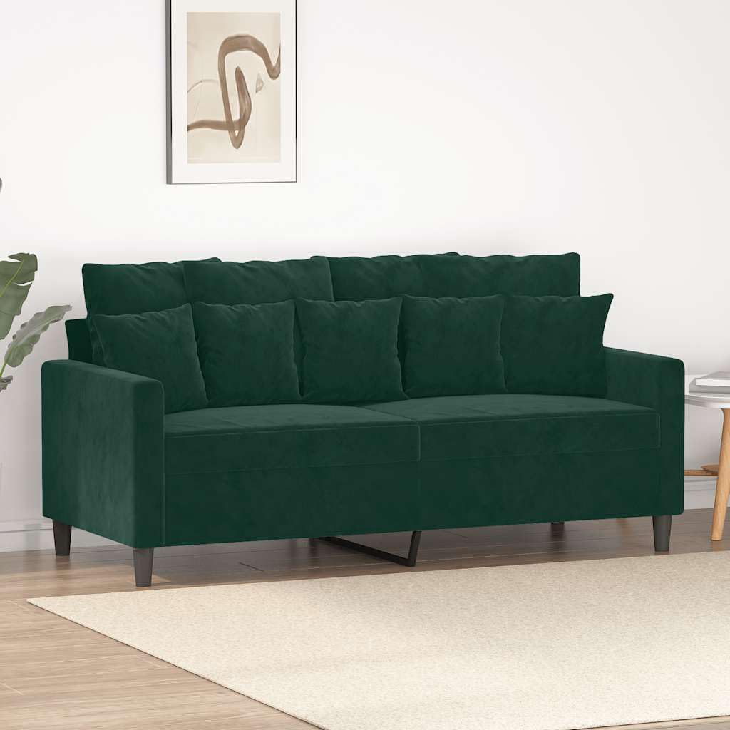 Divano a 2 posti, verde scuro, 140 cm, in velluto, con struttura in metallo, comodo divano per soggiorno, design moderno, seduta robusta