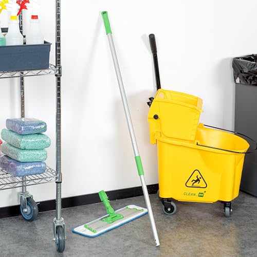 Image of Restaurantware Telescopic Mop Handle - 60-Inch Aluminum Adjustable Heavy-Duty Cleaning Tool With Ergonomic Grip - Green