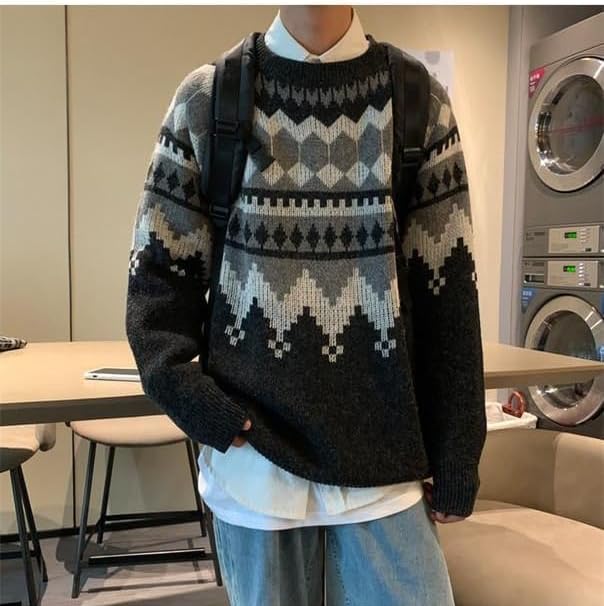 Miniatura 3 de CYee Grunge Grandpa Sweater for Men Aesthetic Graphic Pullover Y2k Acubi Long Sleeve Sweatshirt Preppy Emo Alt Clothing